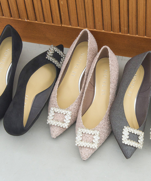 LE TALON（ル タロン） パンプス 4.5cmフラワービジューバックル