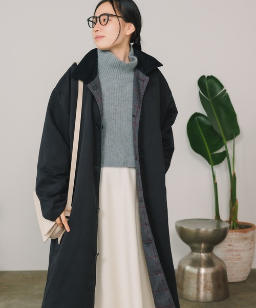 ROOP TOKYO ステンカラーコート コート ポリピーチ×GC リバーシブル