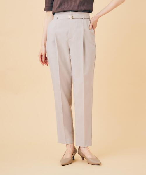 index（インデックス） パンツ ベルト付きストレッチテーパードパンツ