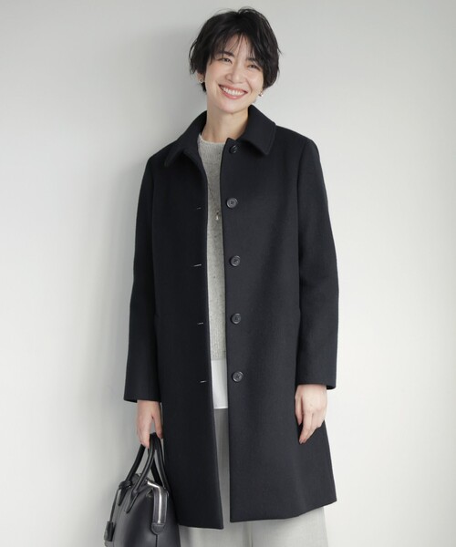 ステンカラーコート コート ショートビーバー ステンカラー レディース