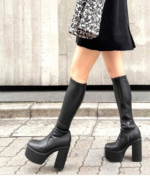 R＆E（アールアンドイー） ブーツ 「R＆E」厚底ロングブーツ