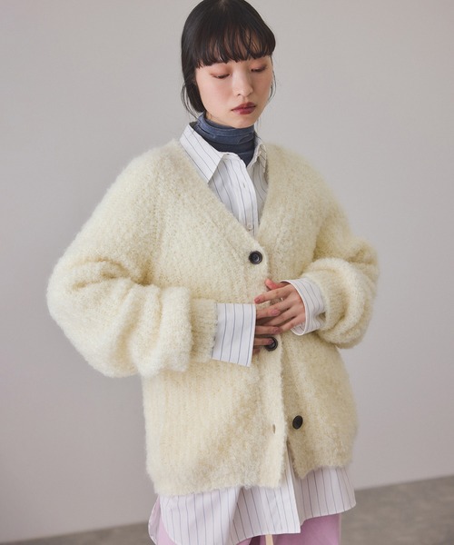 ADAM ET ROPE'（アダムエロペ） カーディガン モヘヤウールニット