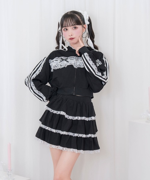 Honey Cinnamon（ハニーシナモン） セットアップ レースフリルパーカー