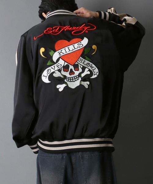 Ed Hardy（エド・ハーディー） スカジャン ワンポイント刺繍 袖刺繍