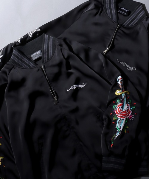 Ed Hardy（エド・ハーディー） スカジャン ワンポイント刺繍 袖刺繍