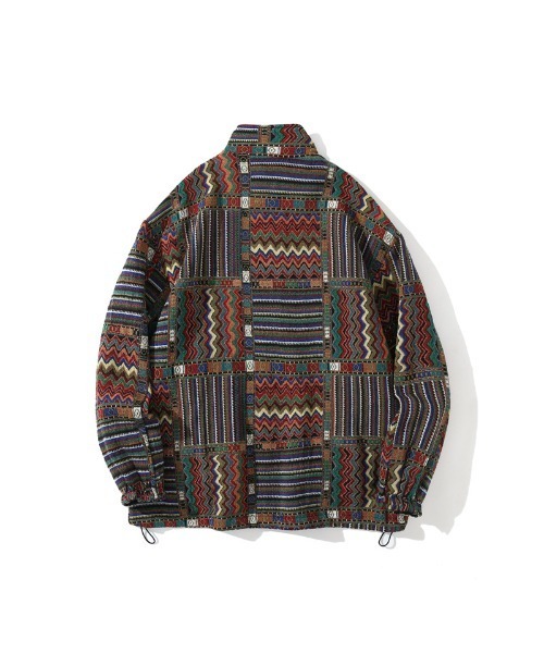 ブルゾン アウター HOOK- パッチワーク柄幾何学模様 ゴブラン