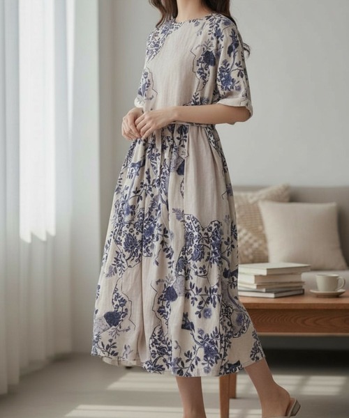 CADBURY（キャドバリー） ワンピース プリント柄半袖ロングワンピース