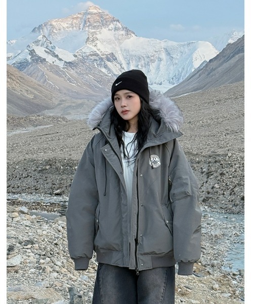 ダウンコート ダウンジャケット 2WAY フェイクファーフード脱着 エコ