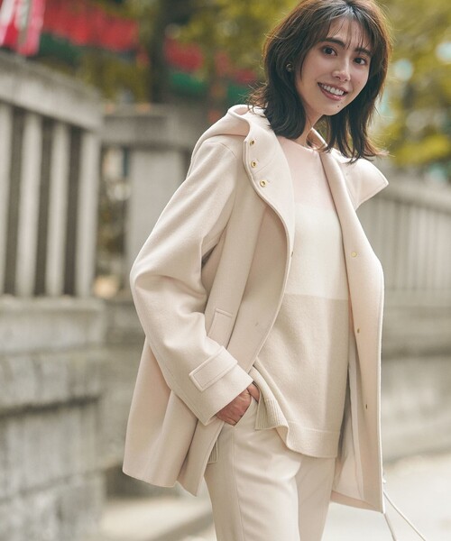 コート アウター ウールカシミヤビーバー フード付き ショートコート