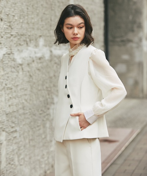 SMILE ORCHID（スマイルオーキッド） ベスト ジレ 斜めボタンジレ