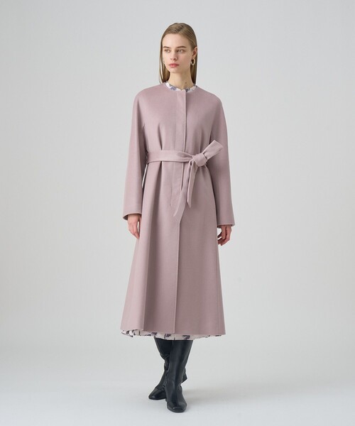 新品・タグ付き＊ANAYI カシミヤベルト付きクルーコート(ピンク)38