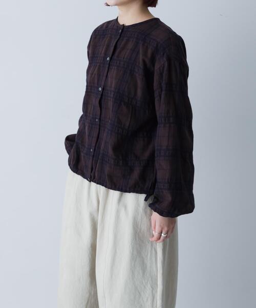 かぐれ カーディガン シャドーチェックドロストカーディガン