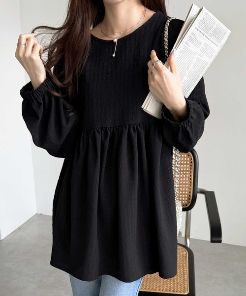 GeeRA（ジーラ） ブラウス シャツ 前後2WAYリボンペプラムジャガード