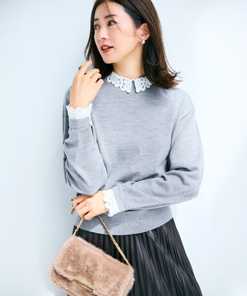 23区（ニジュウサンク） ニット セーター 「洗える」エンブロイダリー