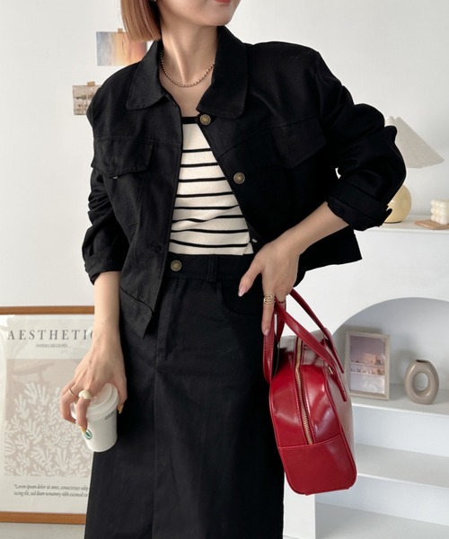 CLEA セットアップ 「2点SET」ショート丈CPOジャケット+ロングスカート