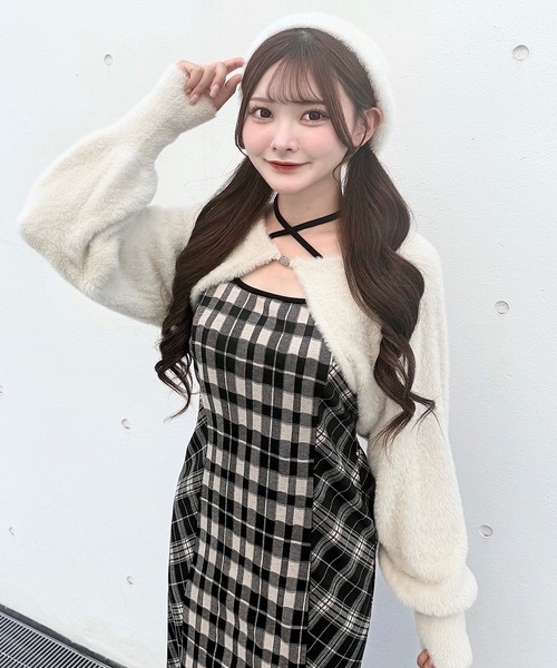 NOMAE（ノーマエ） ワンピース シャギーボレロロングチェック