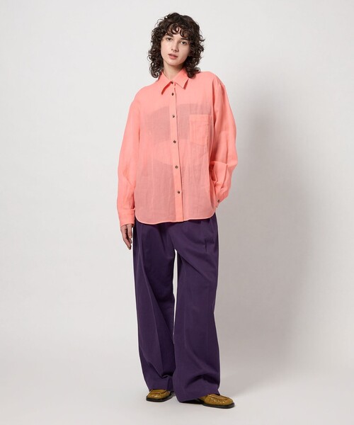 6 ブラウス シャツ 「6(ROKU)」コットン スケシャツ レディース