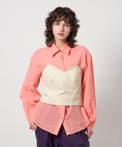6 ブラウス シャツ 「6(ROKU)」コットン スケシャツ レディース
