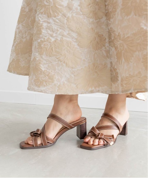 RANDA（ランダ） サンダル アシンメトリーリボンミュールサンダル