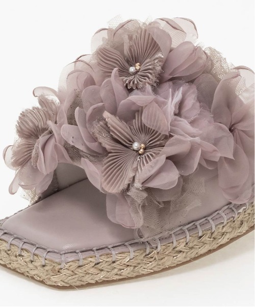 RANDA（ランダ） サンダル シフォンフラワーミュールサンダル