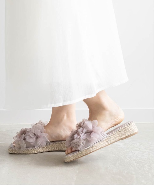 RANDA（ランダ） サンダル シフォンフラワーミュールサンダル