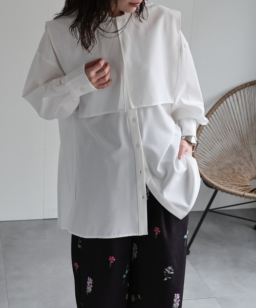 ap retro ブラウス シャツ 「選べる」バックプリーツバンドカラー