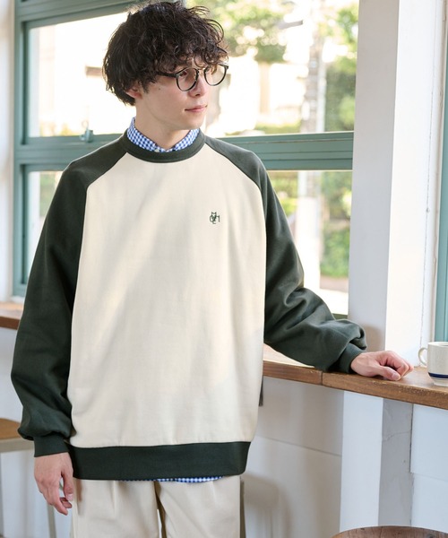 トレーナー スウェット ラグランワンポイント刺繍スウェットプル