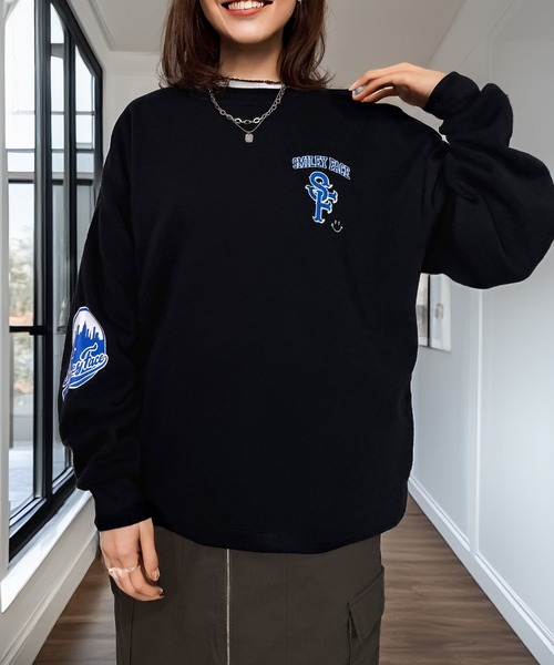 Candlestick トレーナー スウェット 袖も映える レトロ スウェット