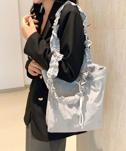 トートバッグ キラキラギャザー巾着トートバッグ レディース