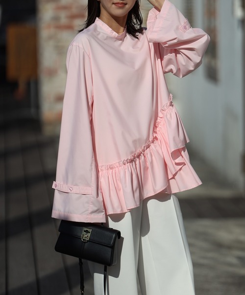 Bonjour Sagan（ボンジュールサガン） ブラウス シャツ バンドカラー裾