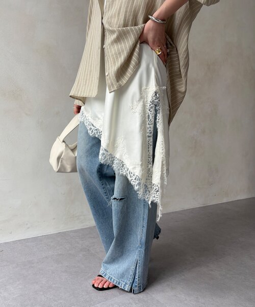 DouDou（ドゥドゥ） キャミソール アシメレースキャミ : ZOZOTOWN