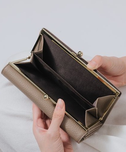 MURA（ムラ） 財布 エコレザー 日本製スナップボタン 牛本革 がま口 長