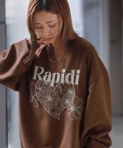 トレーナー スウェット 「0」「新柄追加」ネコ ＆ ハート フラワーロゴ