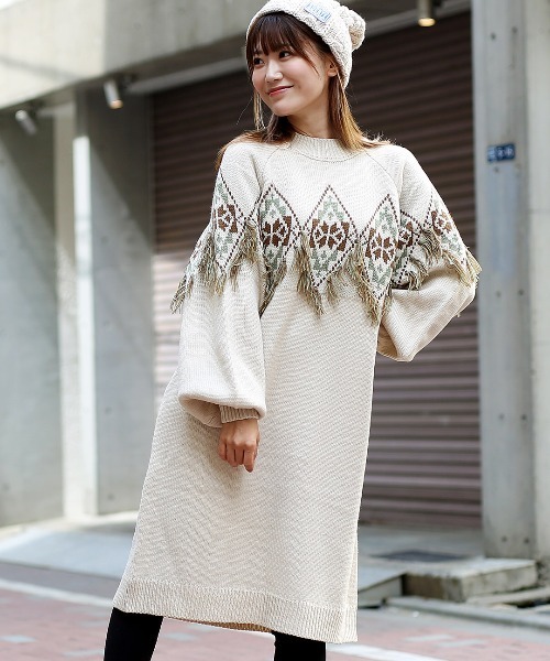 チチカカ（TITICACA） ワンピース ナバホフリンジニットワンピース
