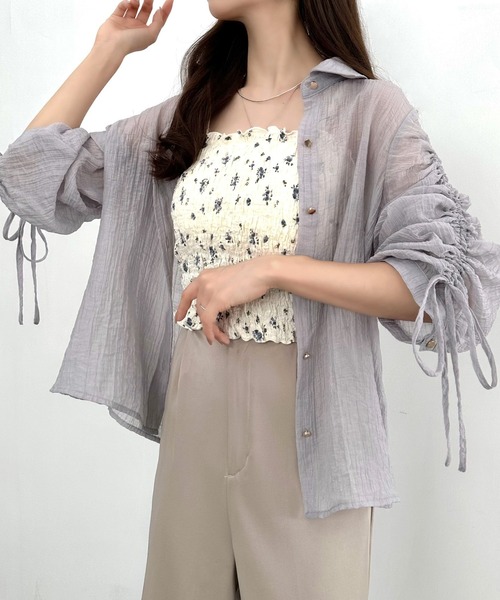 CENEA（セネア） ブラウス シャツ 袖リボンドロストシャツブラウス