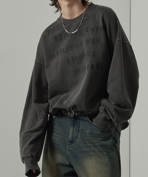 トレーナー スウェット 「Alfred Alex」ヴィンテージ加工ピグメント