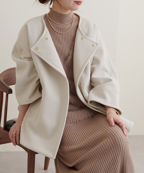 natural couture 「natural couture」 ノーカラーコート FREE モカ