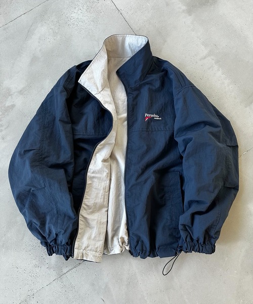 Perushu ブルゾン アウター Stand neck reversible nylon blouson