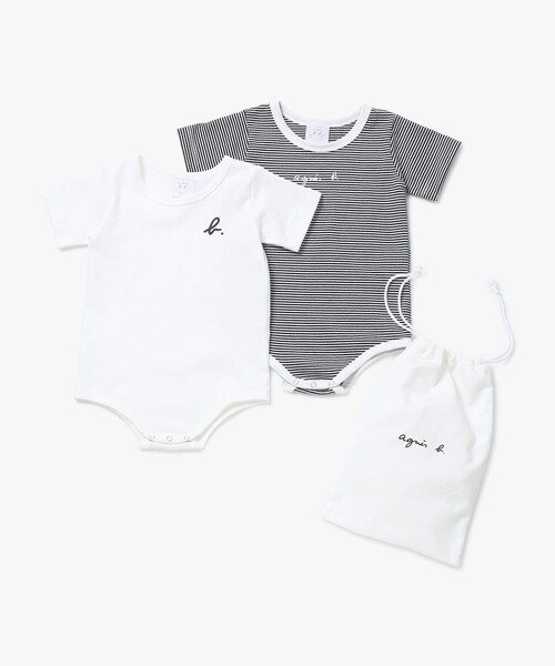 agnes b.（アニエスベー） ベビー服 ロンパース ベビー ロゴ ボーダー