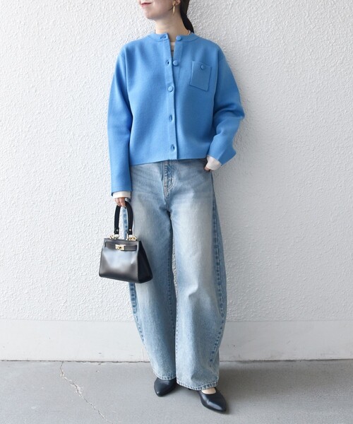 SHIPS any カーディガン any:「手洗い可能」ミラノリブ ノーカラー