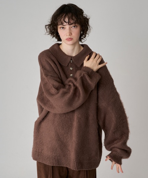 ONCILY（オンシェリー） セーター ニット SILVER BUTTON SHAGGY KNIT