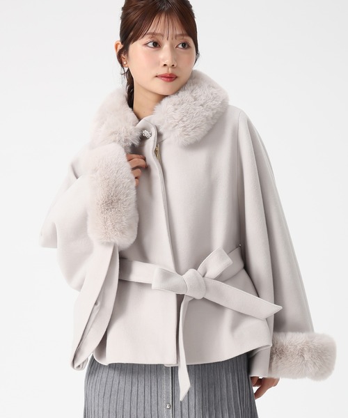 MISCH MASCH（ミッシュマッシュ） ポンチョ 2025秋冬新作 ブローチ付き