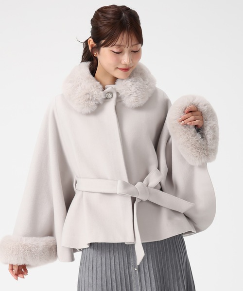 MISCH MASCH（ミッシュマッシュ） ポンチョ 2025秋冬新作 ブローチ付き