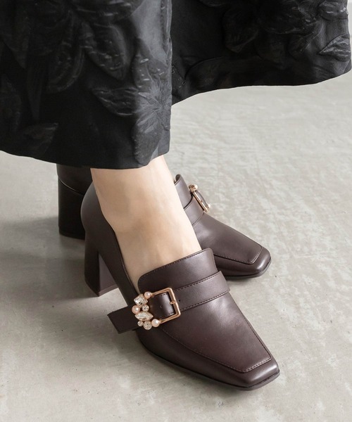 RANDA（ランダ） ローファー ビジューバックルヒールアップシューズ