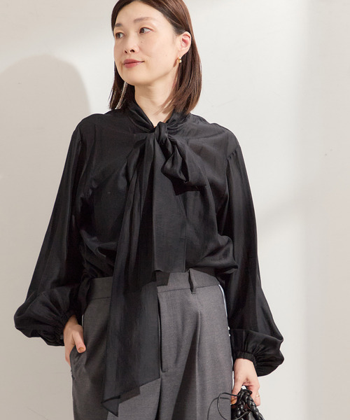 journal standard l'essage リボンブラウス ブラック journal standard