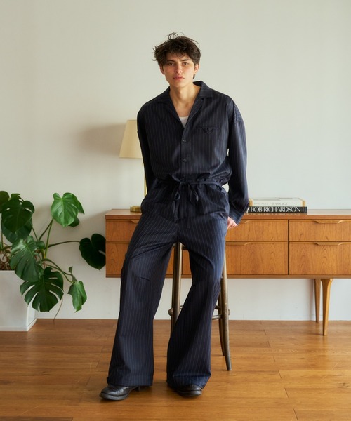 Camphor wood オールインワン open collar belted assort l/s jump