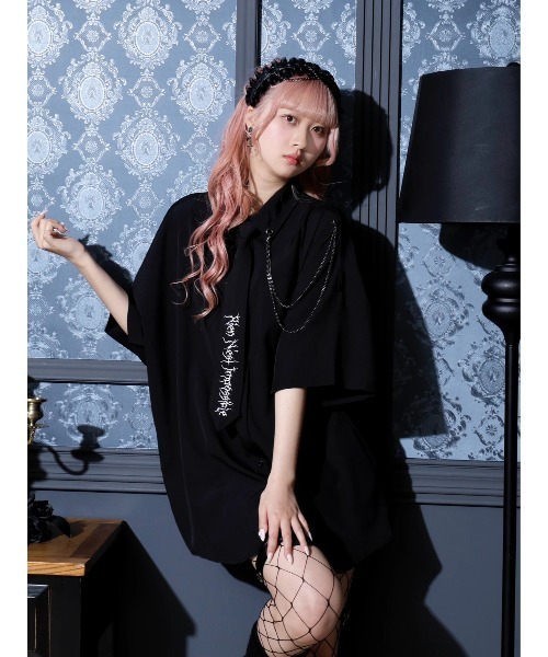 NOEMIE（ノエミー） ブラウス シャツ ネクタイ付きユニセックス5分袖