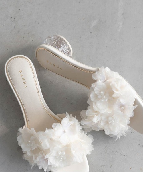 RANDA（ランダ） サンダル シフォンフラワーミュールサンダル