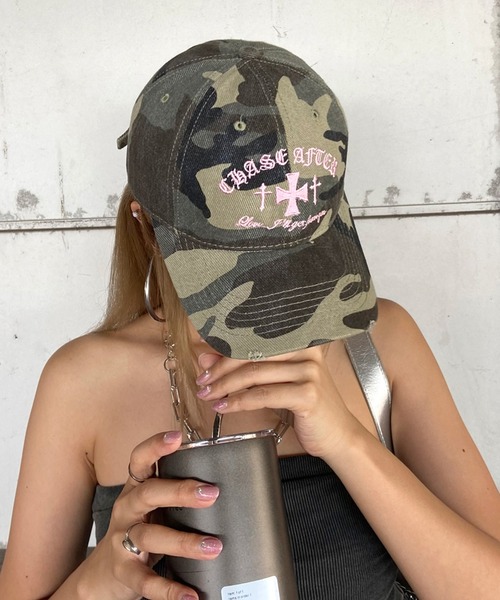 rire キャップ 帽子 迷彩柄刺繍クロスロゴキャップ レディース