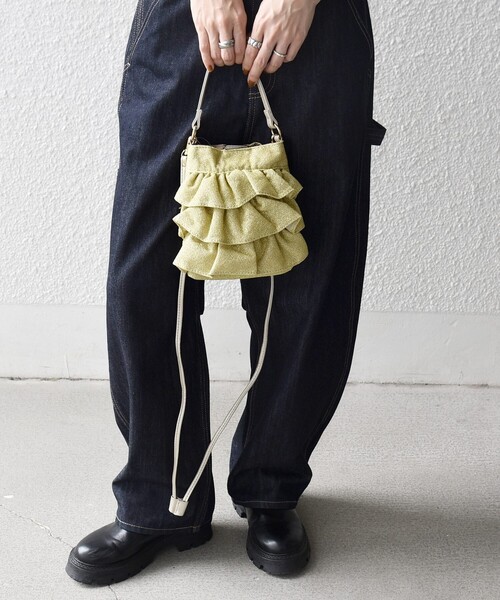 SHIPS any ショルダーバッグ バッグ any: ラメ フリル ミニ ショルダー